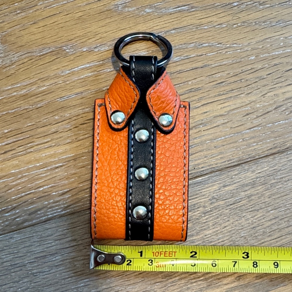 Italian Leather Mini Shirt / Jacket Keychain – Orange & Black - Picture 4 of 5